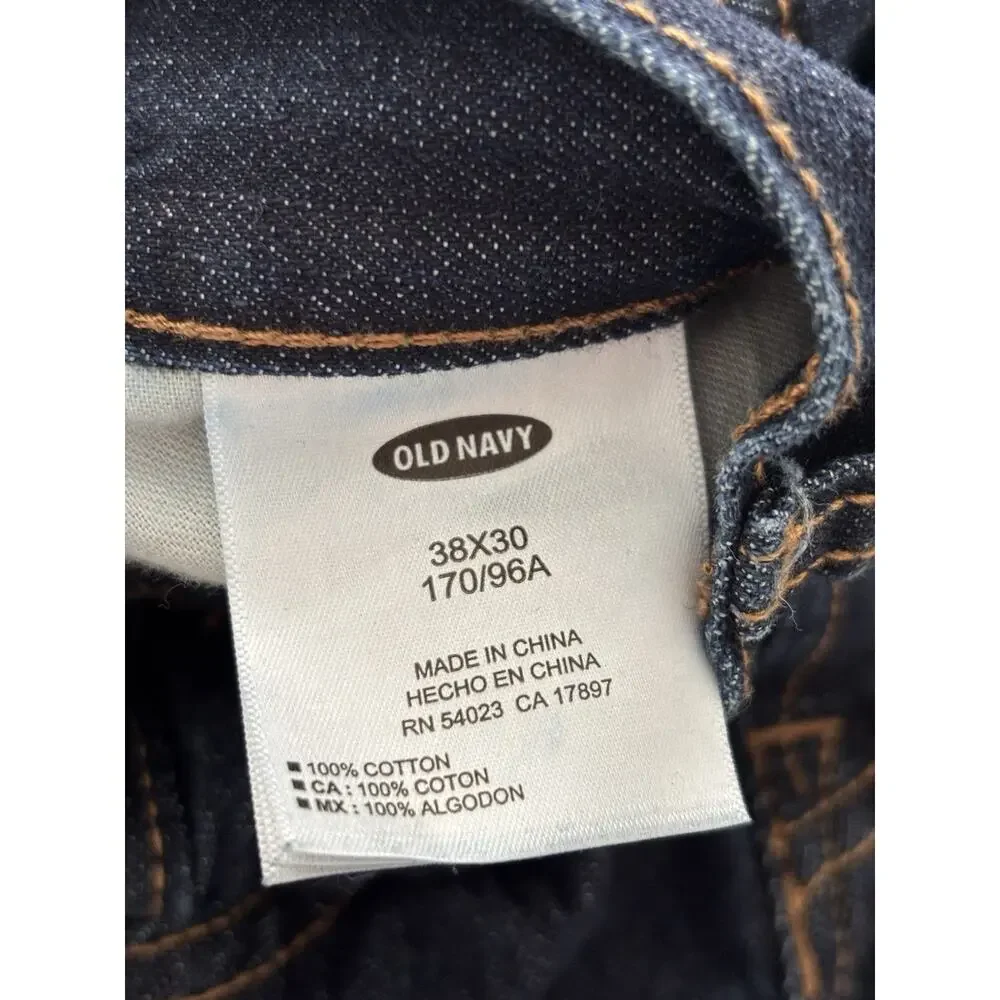 Old Navy Men's Famous Jeans Regular Fit Straight Dark Wash Blue Denim 38x30